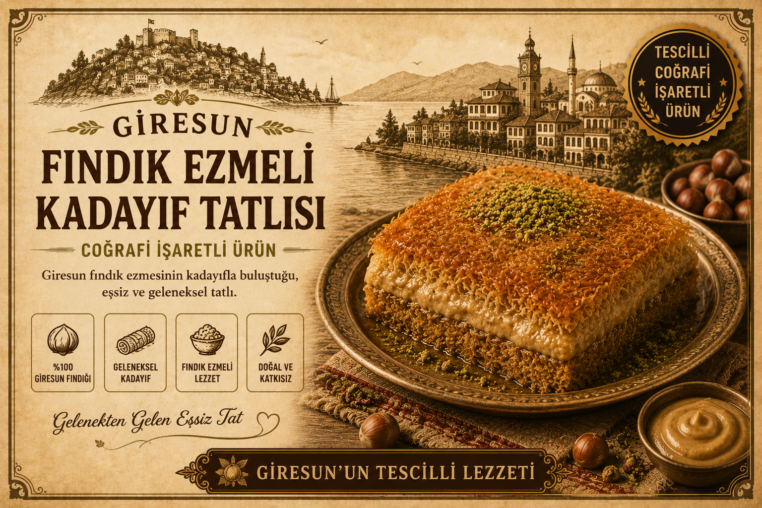 Giresun Hazelnut Paste Kadayıf Dessert